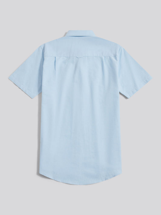 Mens Short Sleeve Oxford Shirt in Ice Blue