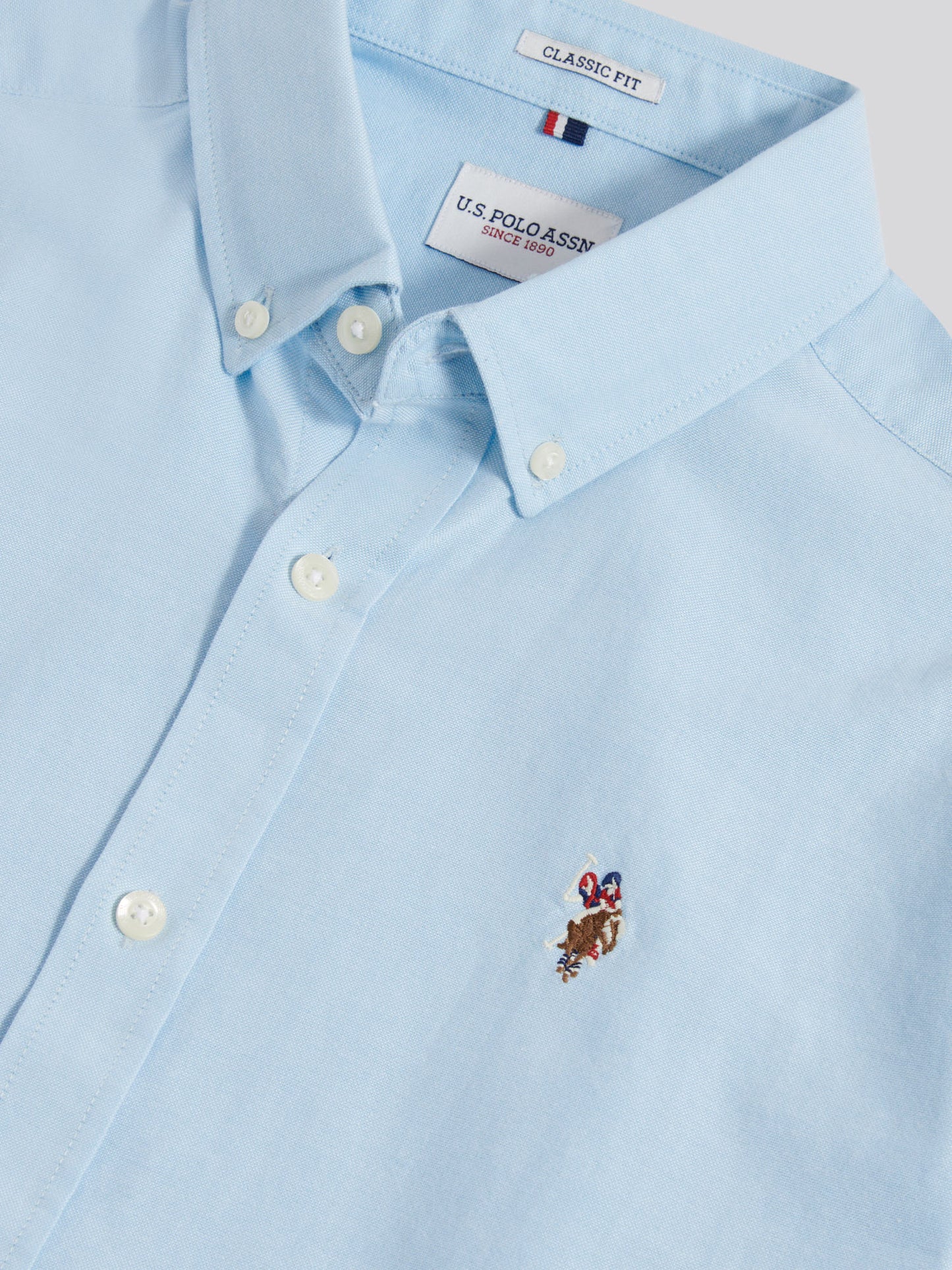 Mens Short Sleeve Oxford Shirt in Ice Blue