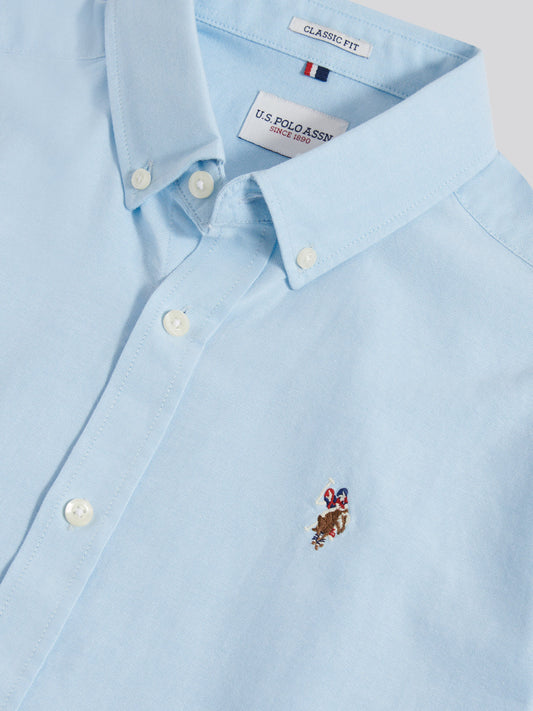 Mens Short Sleeve Oxford Shirt in Ice Blue