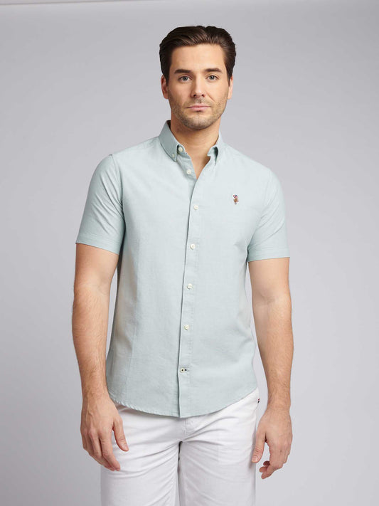 Mens Short Sleeve Oxford Shirt in Green Bay