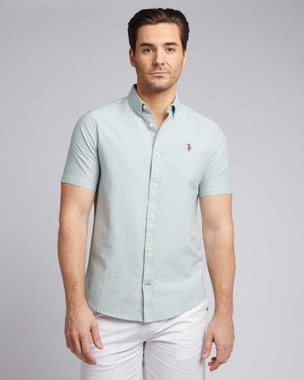 Mens  Short Sleeve Oxford Shirt in Green Bay