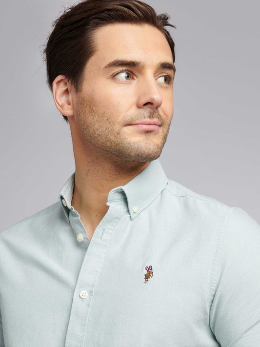 Mens Short Sleeve Oxford Shirt in Green Bay