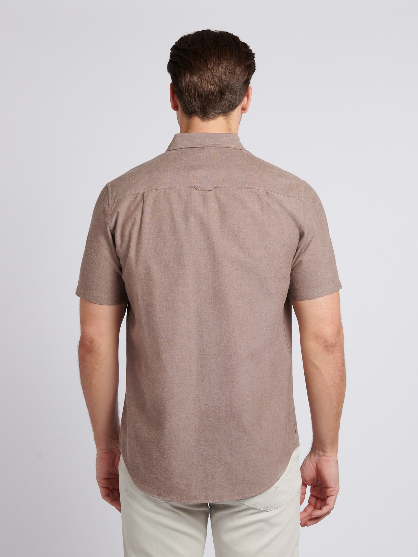 Mens Short Sleeve Oxford Shirt in Chocolate Martini