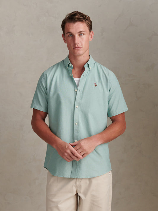 Mens Short Sleeve Oxford Shirt in Aquifer