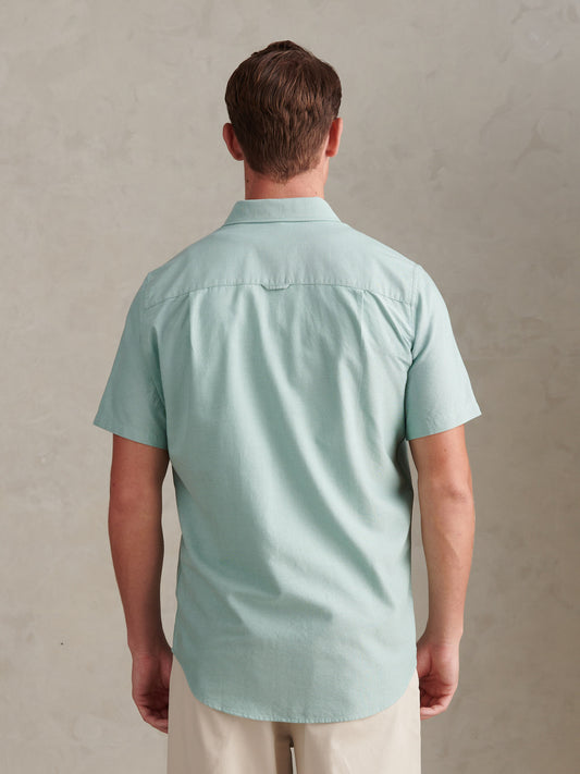 Mens Short Sleeve Oxford Shirt in Aquifer