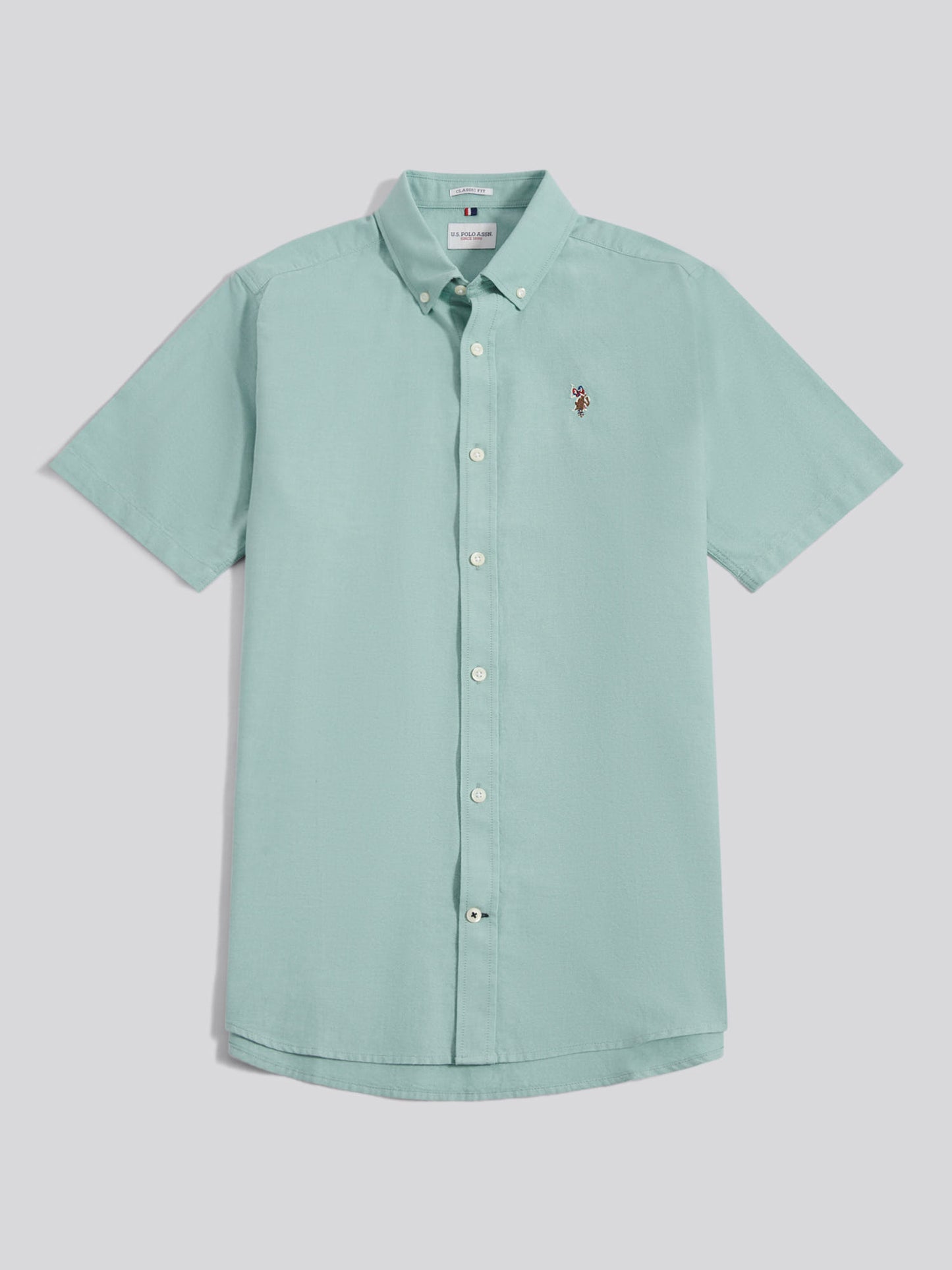 Mens Short Sleeve Oxford Shirt in Aquifer