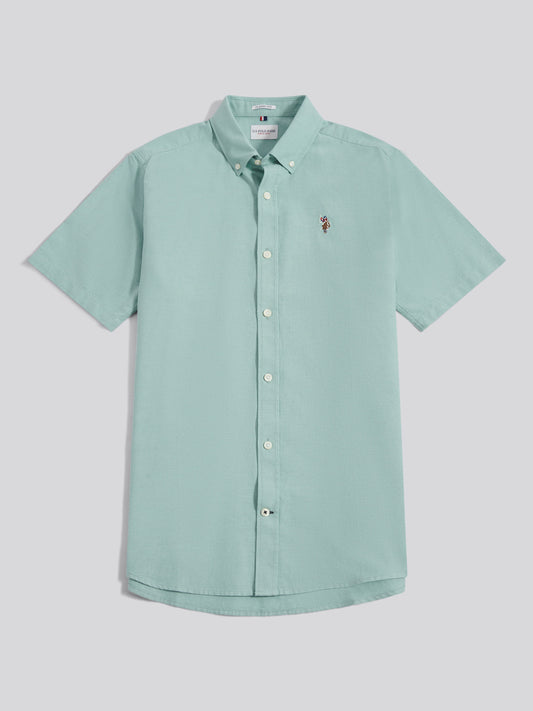 Mens Short Sleeve Oxford Shirt in Aquifer