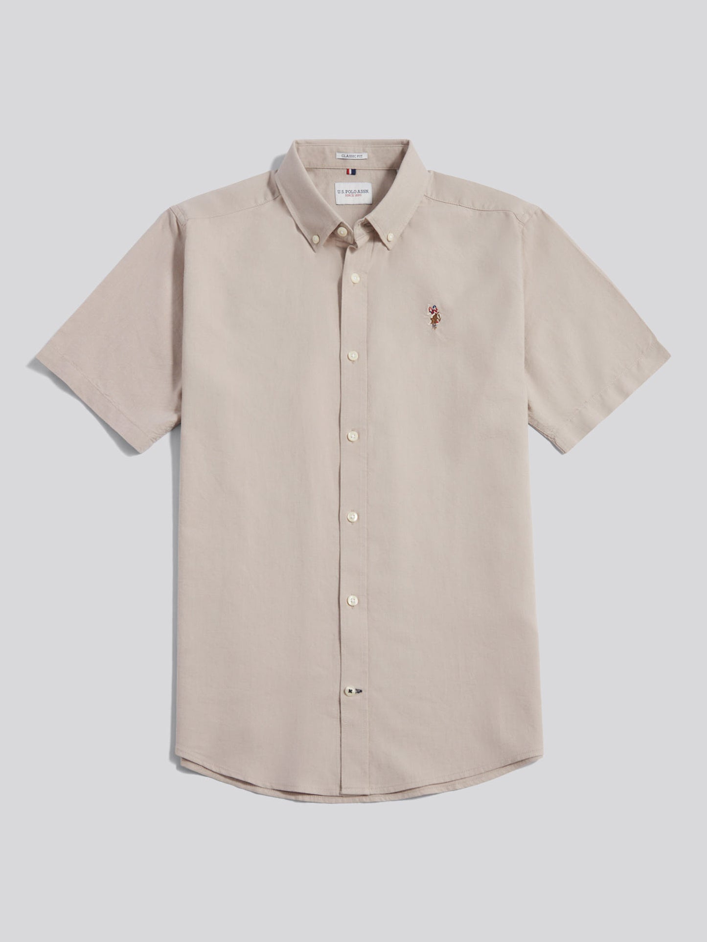 Mens Short Sleeve Oxford Shirt in String