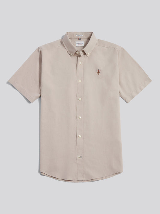 Mens Short Sleeve Oxford Shirt in String