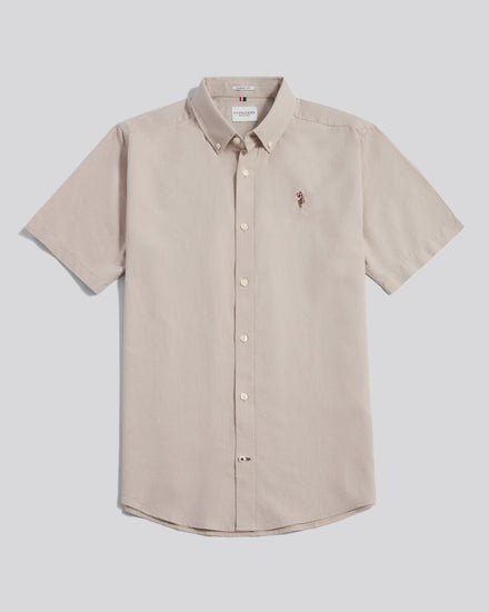 Mens Short Sleeve Oxford Shirt in String