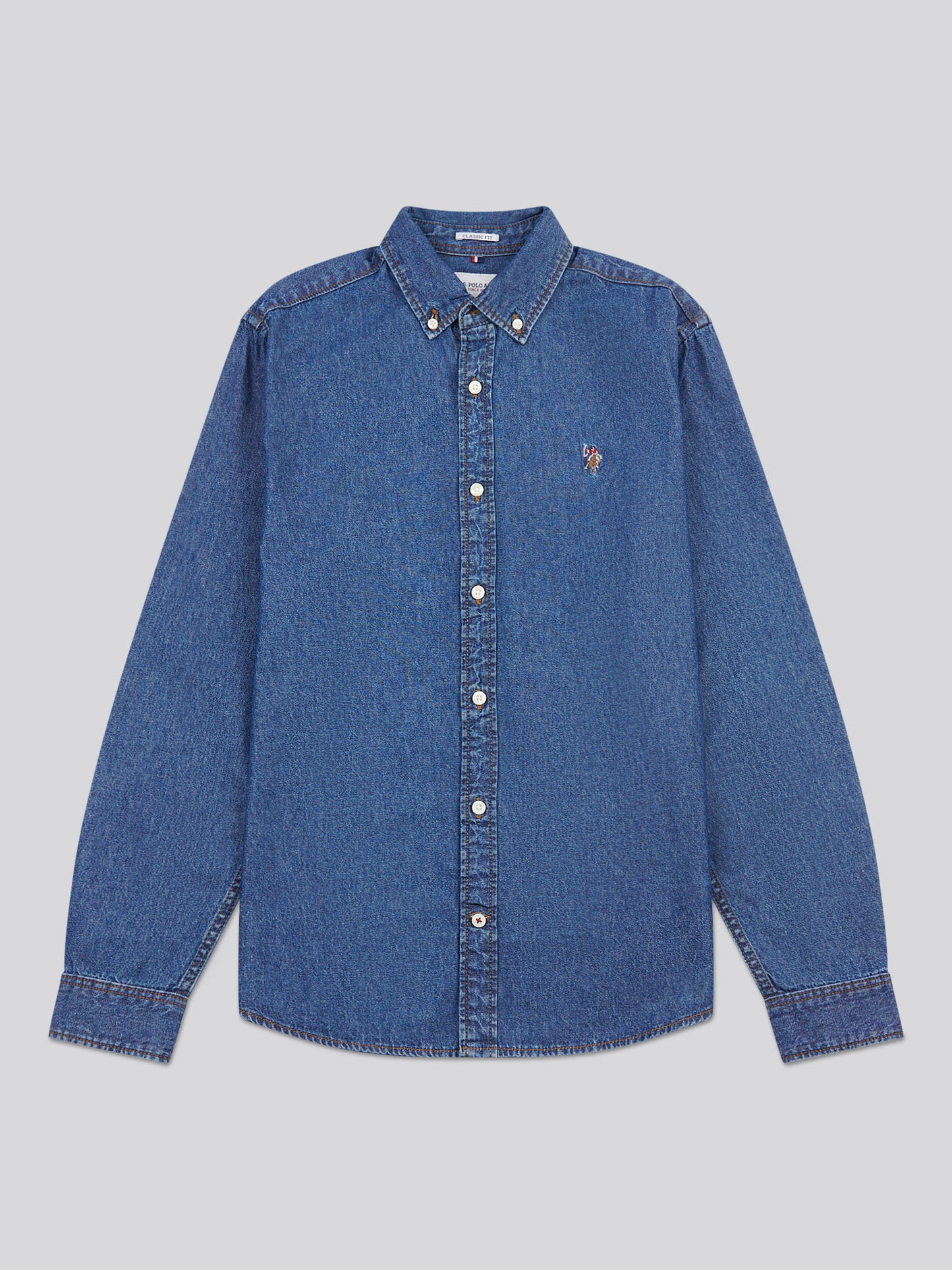 Mens Double Horsemen Chambray Shirt in Dark Wash