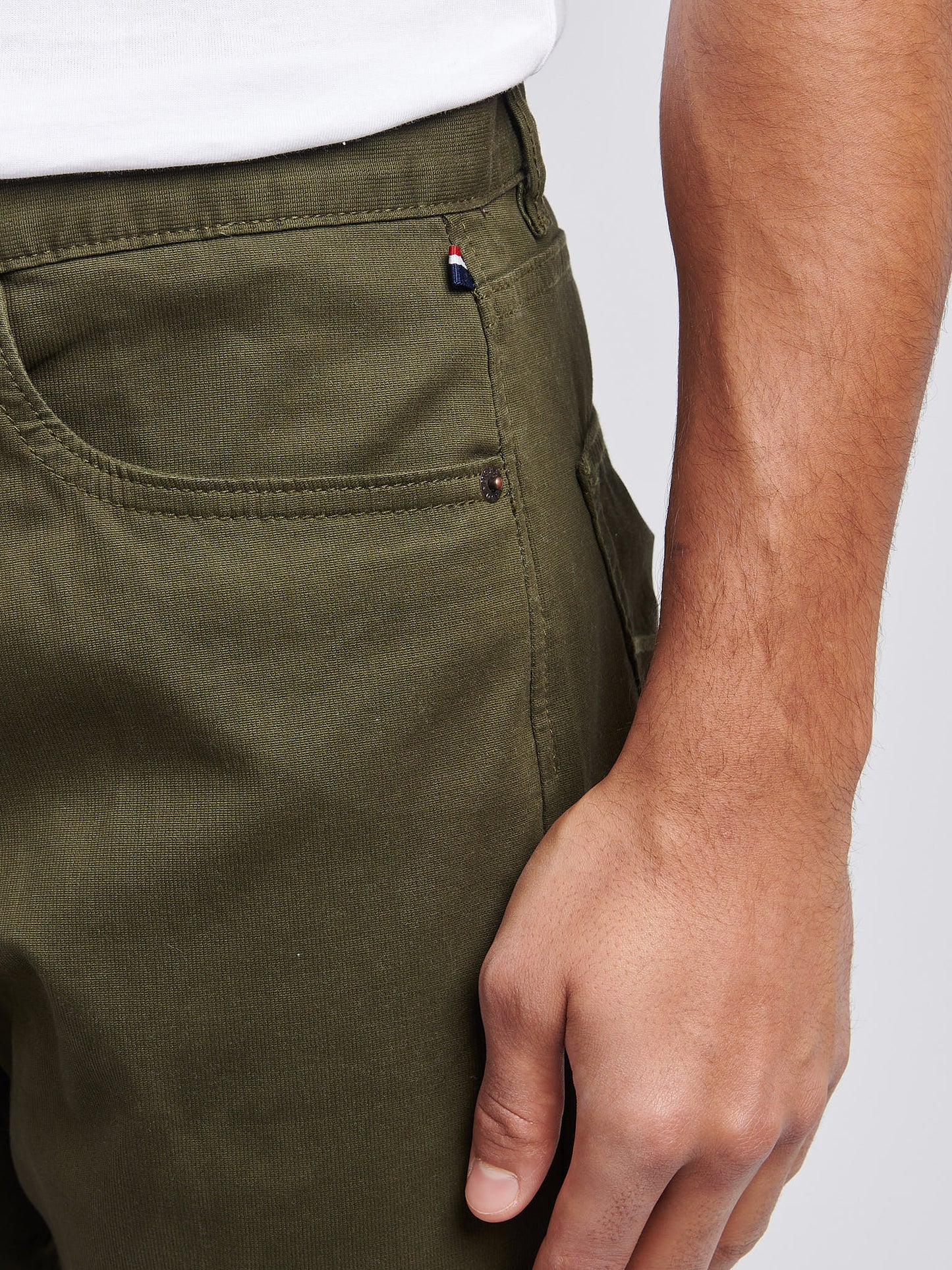 Mens Bedford Cord 5 Pocket Trouser in Forest Night