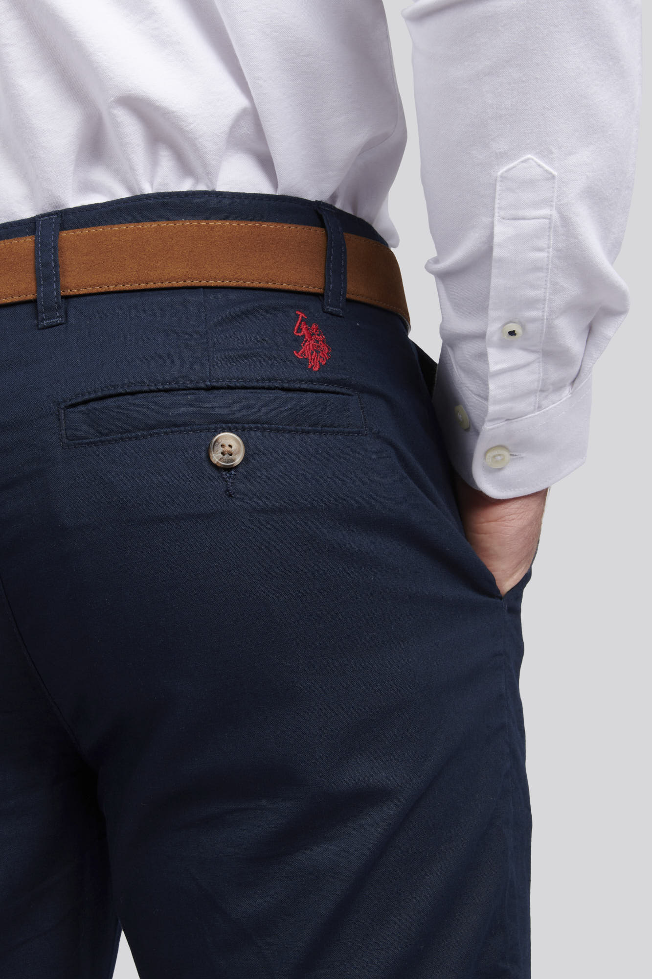 Mens Linen Blend Chinos in Dark Sapphire Navy