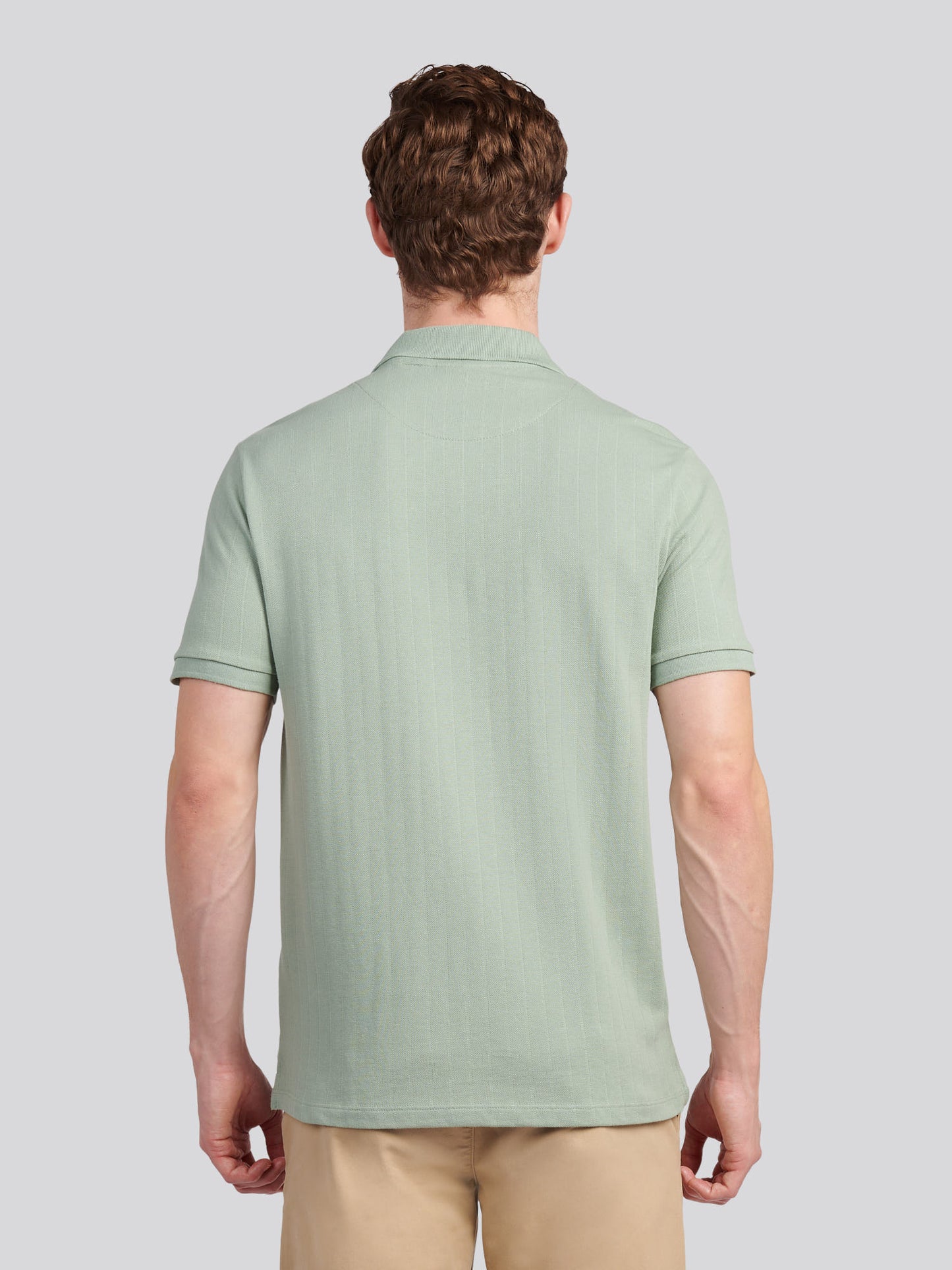 Mens Vertical Texture Polo Shirt in Iceberg Green