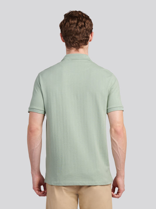 Mens Vertical Texture Polo Shirt in Iceberg Green