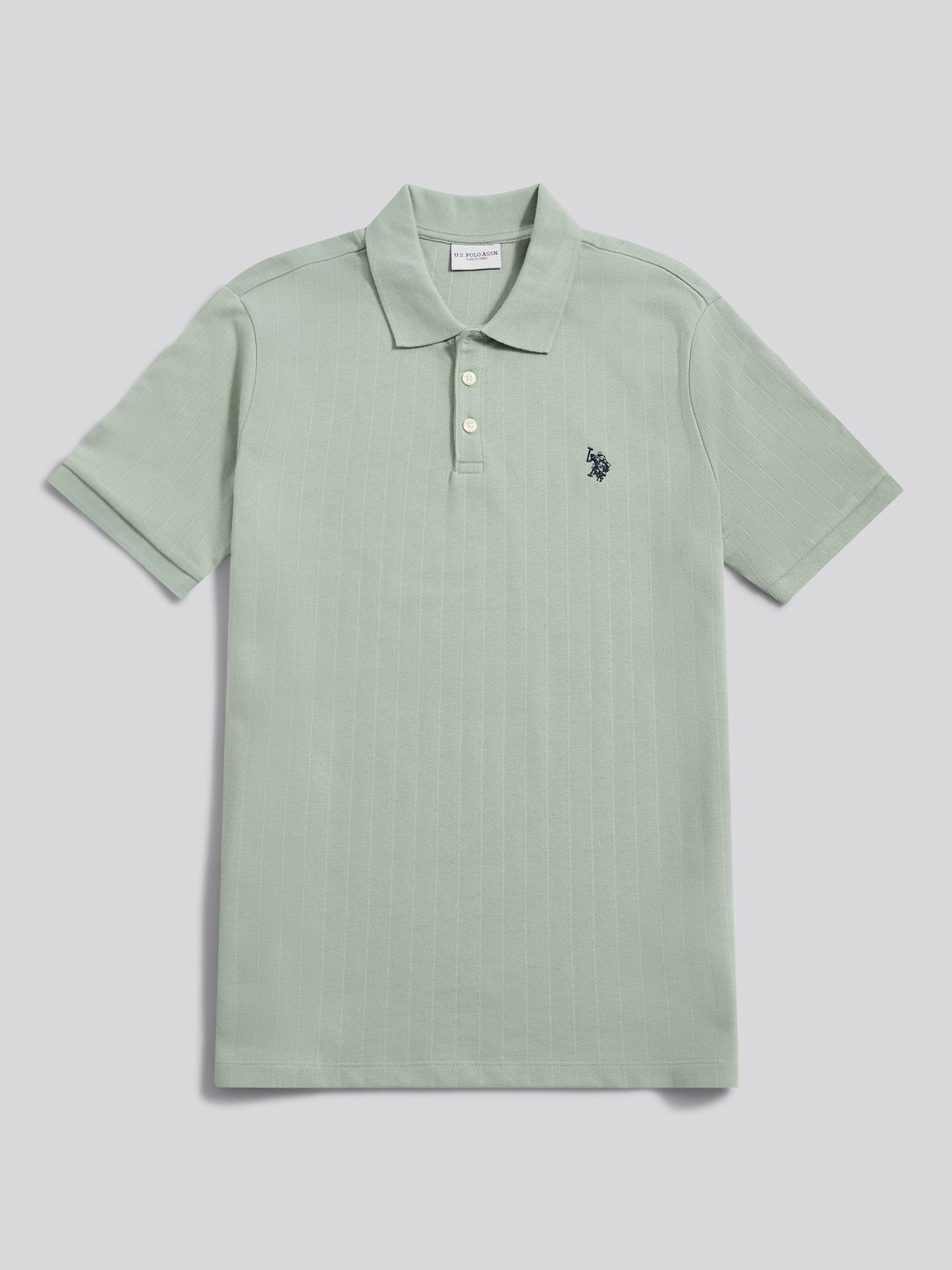 Mens Vertical Texture Polo Shirt in Iceberg Green