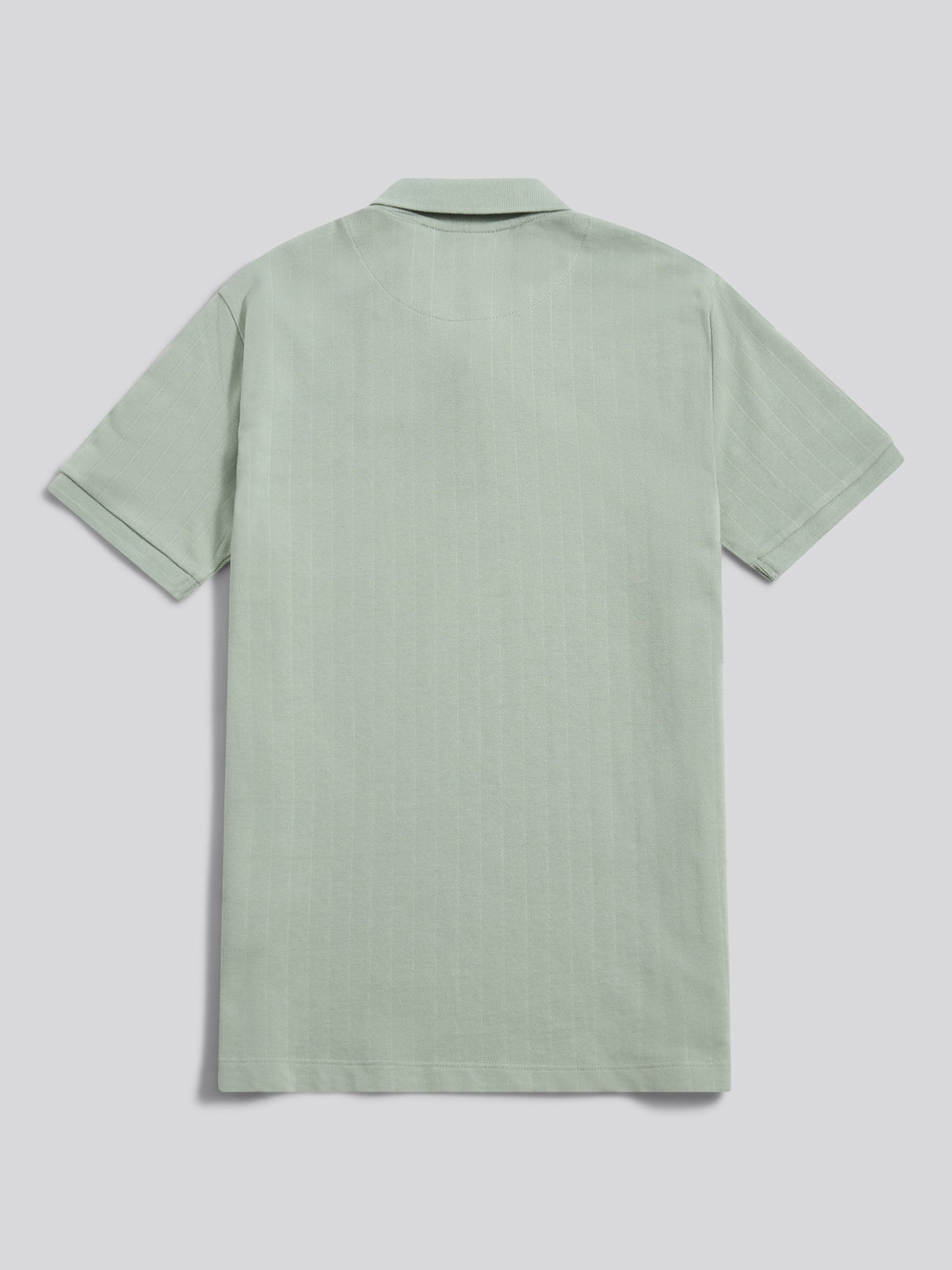Mens Vertical Texture Polo Shirt in Iceberg Green