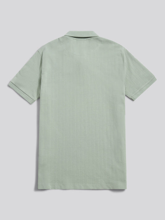 Mens Vertical Texture Polo Shirt in Iceberg Green