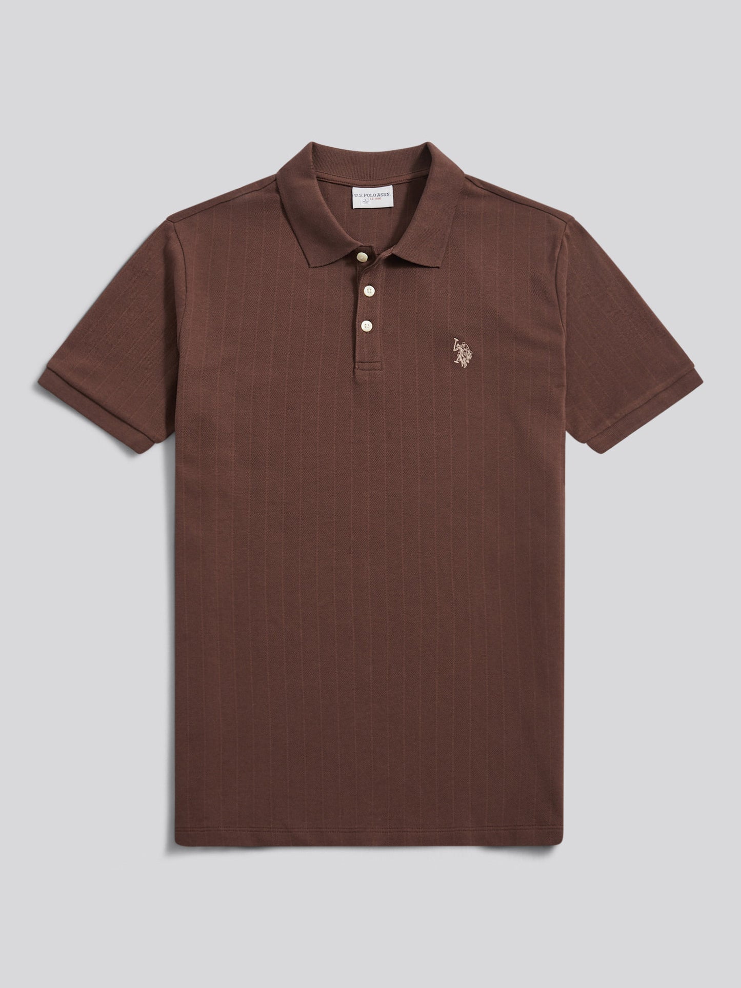 Mens Vertical Texture Polo Shirt in Chocolate Martini