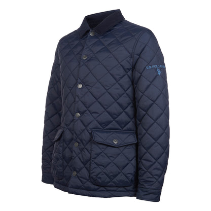 Mens Quilted Collared Jacket in Dark Sapphire Navy