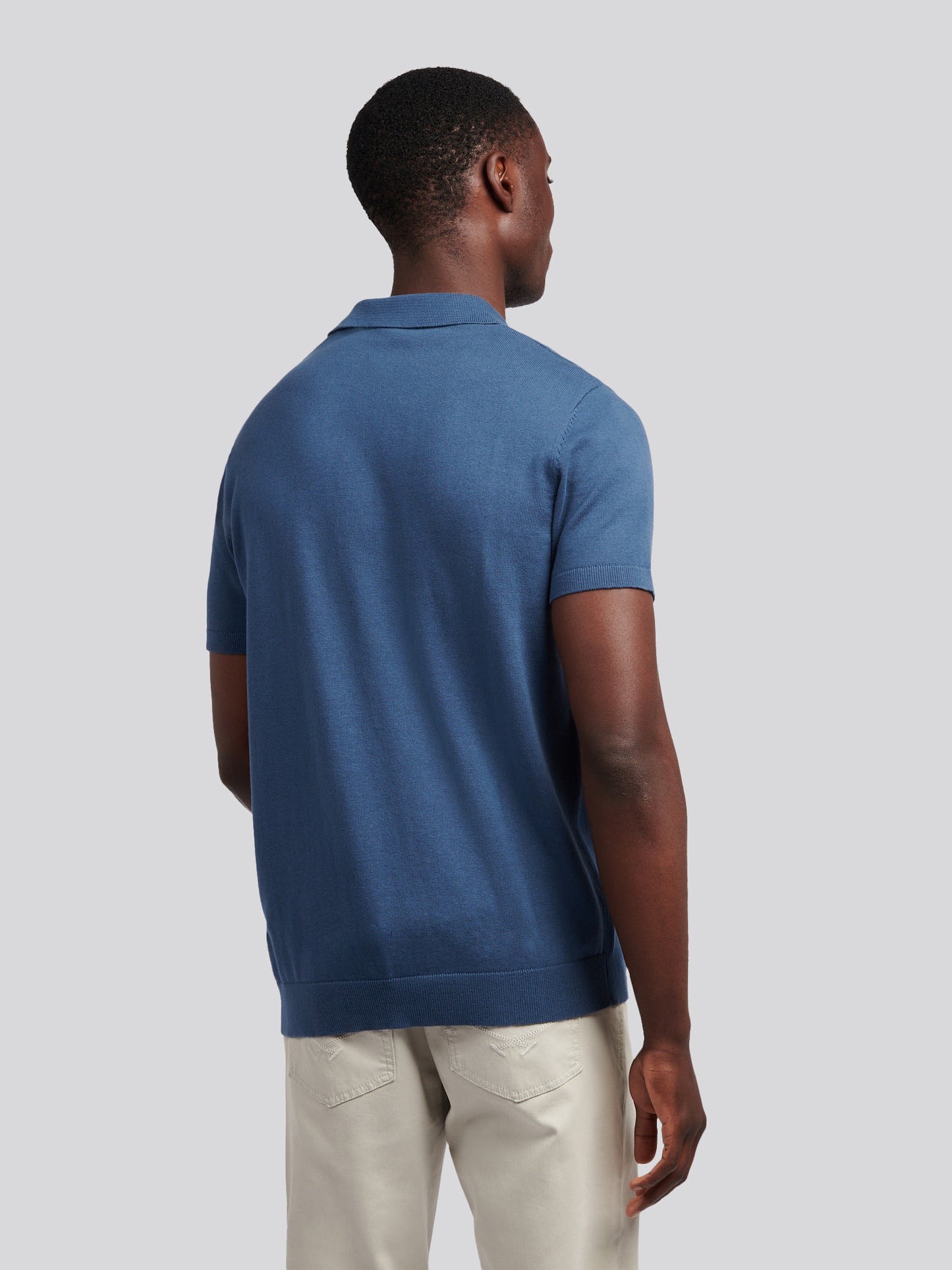 Mens Combed Cotton Polo Shirt in Vintage Indigo