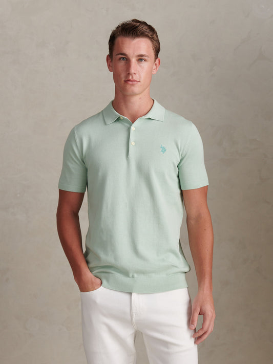 Mens Combed Cotton Polo Shirt in Aqua Foam