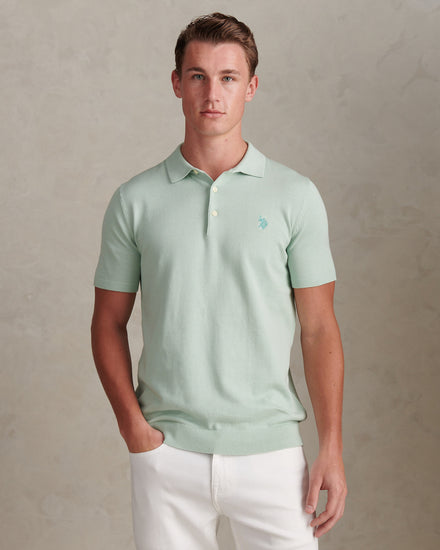 Mens Combed Cotton Polo Shirt in Aqua Foam