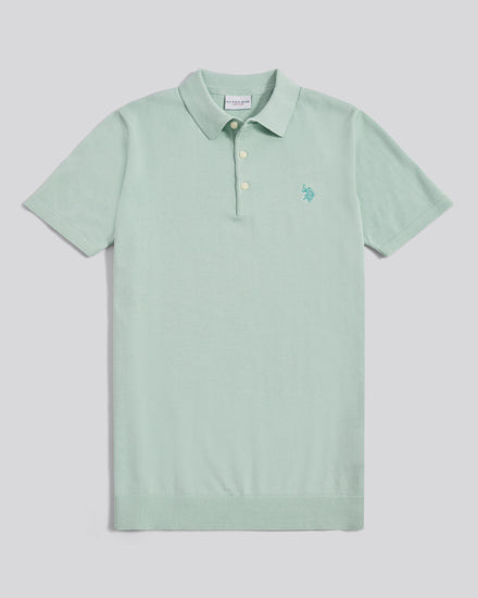 Mens Combed Cotton Polo Shirt in Aqua Foam