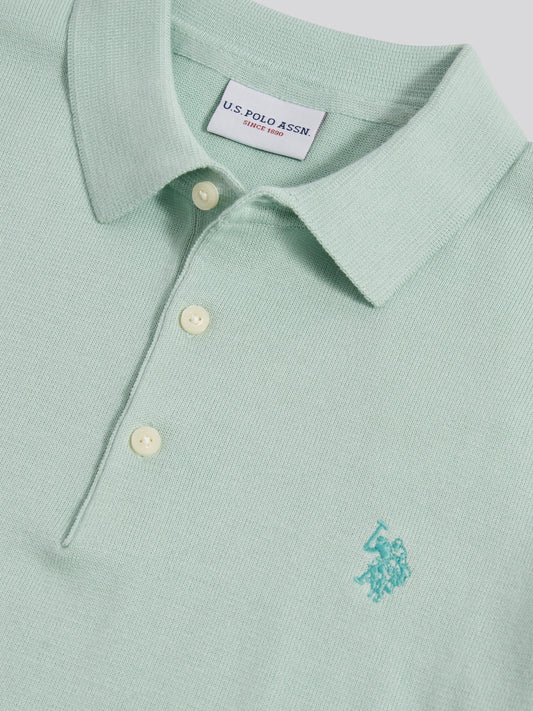 Mens Combed Cotton Polo Shirt in Aqua Foam