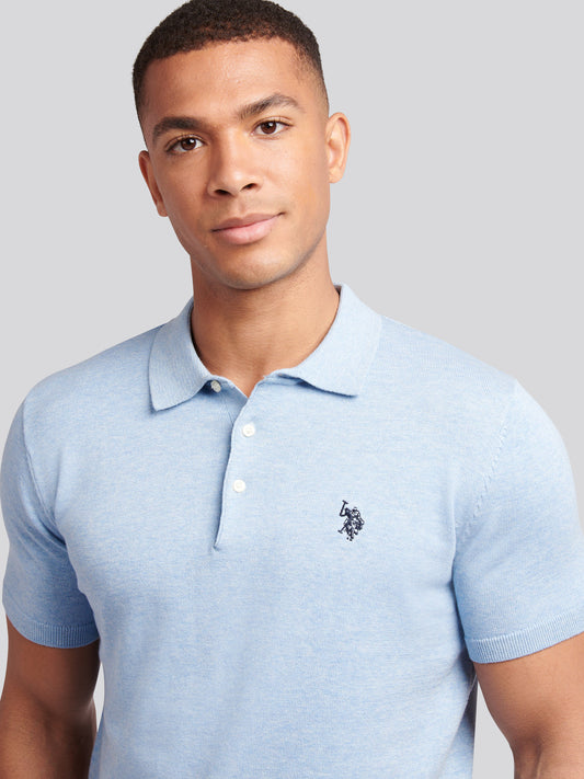 Mens Combed Cotton Polo Shirt in Parisian Blue Marl