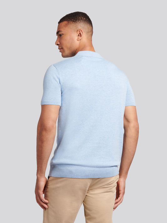 Mens Combed Cotton Polo Shirt in Parisian Blue Marl