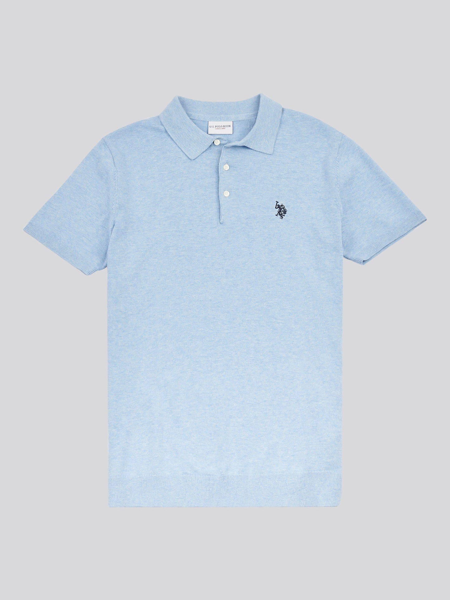 Mens Combed Cotton Polo Shirt in Parisian Blue Marl
