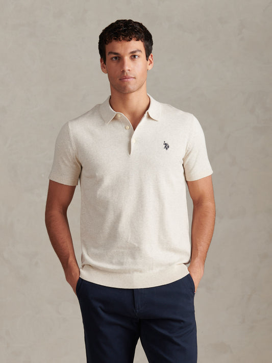 Mens Combed Cotton Polo Shirt in Birch Marl
