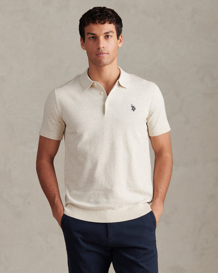 Mens Combed Cotton Polo Shirt in Birch Marl