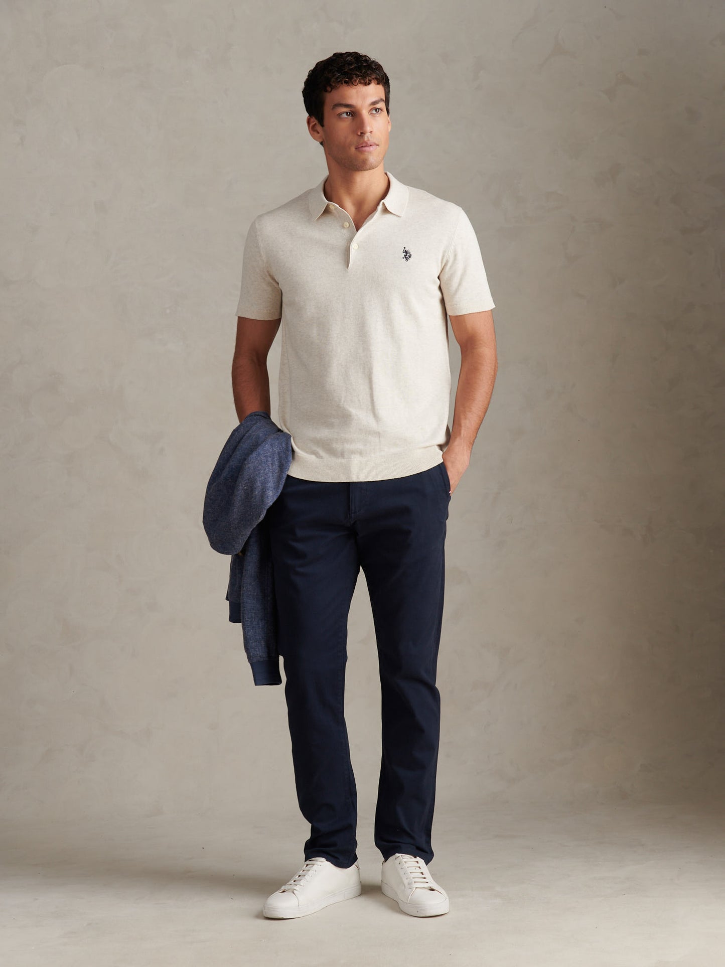 Mens Combed Cotton Polo Shirt in Birch Marl