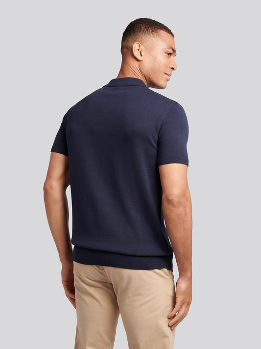 Mens Combed Cotton Polo Shirt in Dark Sapphire Navy / Haute Red DHM
