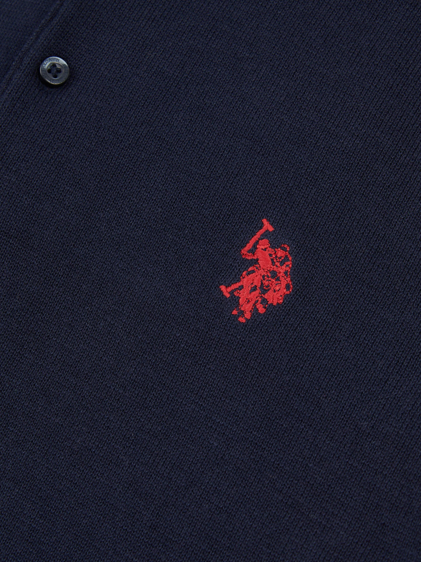 Mens Combed Cotton Polo Shirt in Dark Sapphire Navy / Haute Red DHM