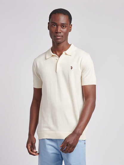 Mens Combed Cotton Polo Shirt in Whisper White/ Multi Coloured DHM