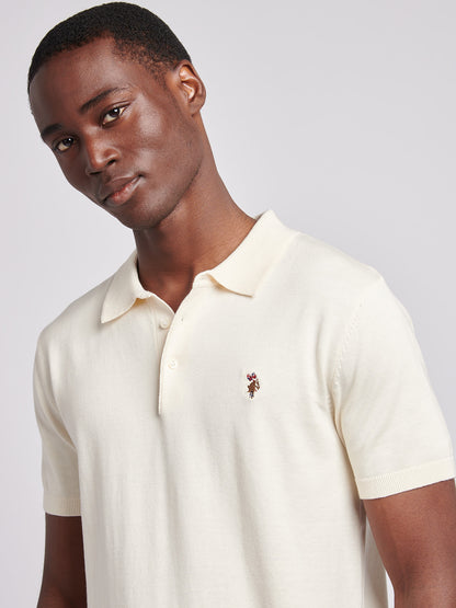Mens Combed Cotton Polo Shirt in Whisper White/ Multi Coloured DHM