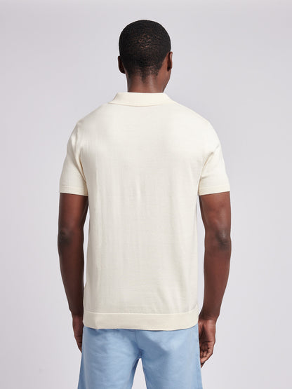 Mens Combed Cotton Polo Shirt in Whisper White/ Multi Coloured DHM