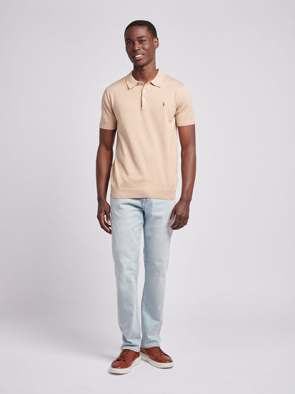 Mens Combed Cotton Polo Shirt in Doeskin / Multi Coloured DHM