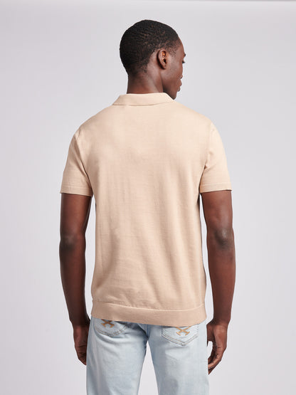 Mens Combed Cotton Polo Shirt in Doeskin / Multi Coloured DHM