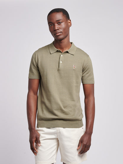 Mens Combed Cotton Polo Shirt in Mulled Basil/Multi coloured DHM