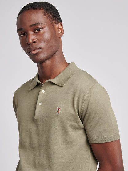 Mens Combed Cotton Polo Shirt in Mulled Basil/Multi coloured DHM