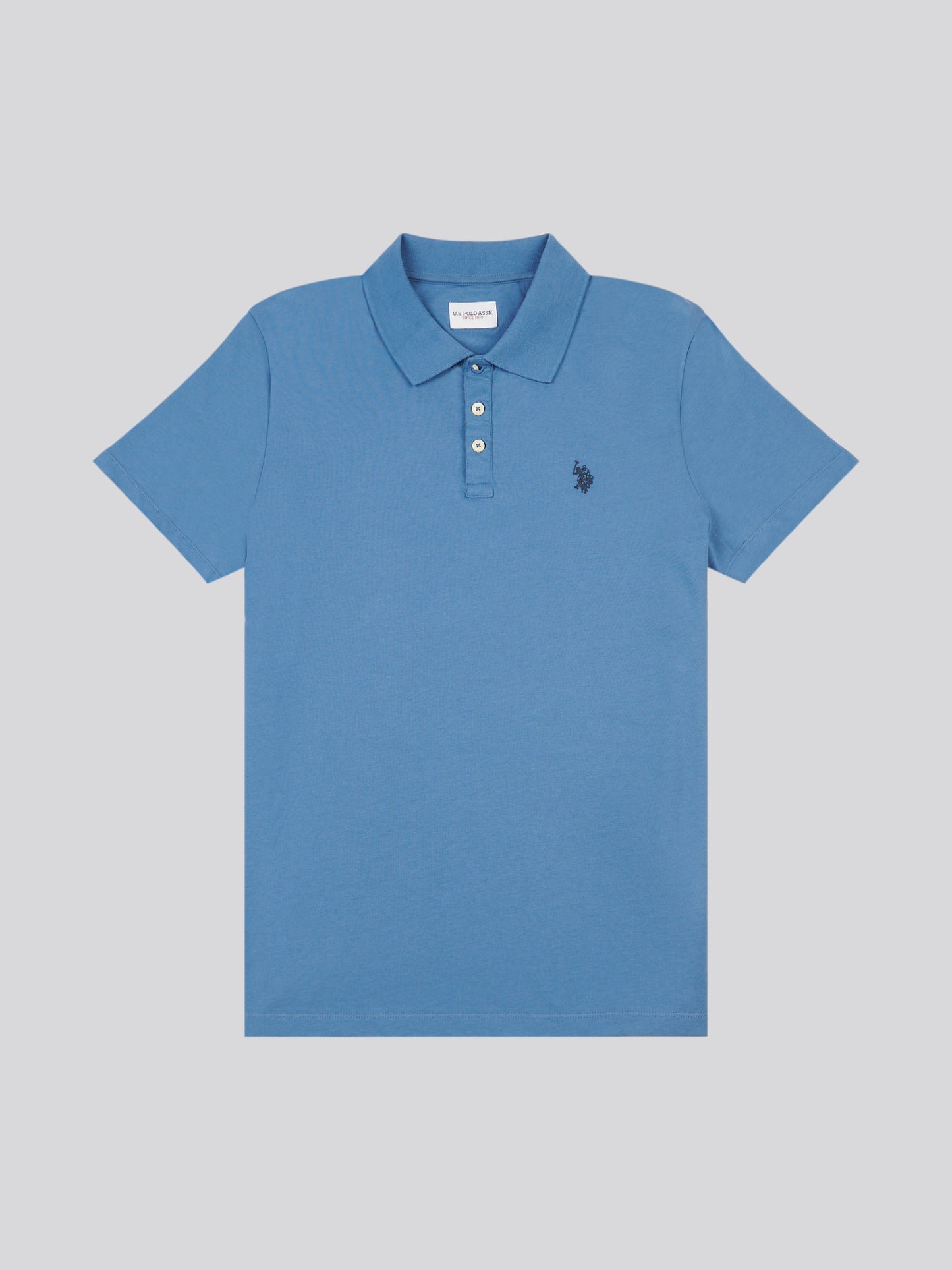 Mens Double Horsemen Jersey Polo Shirt in Blue Horizon