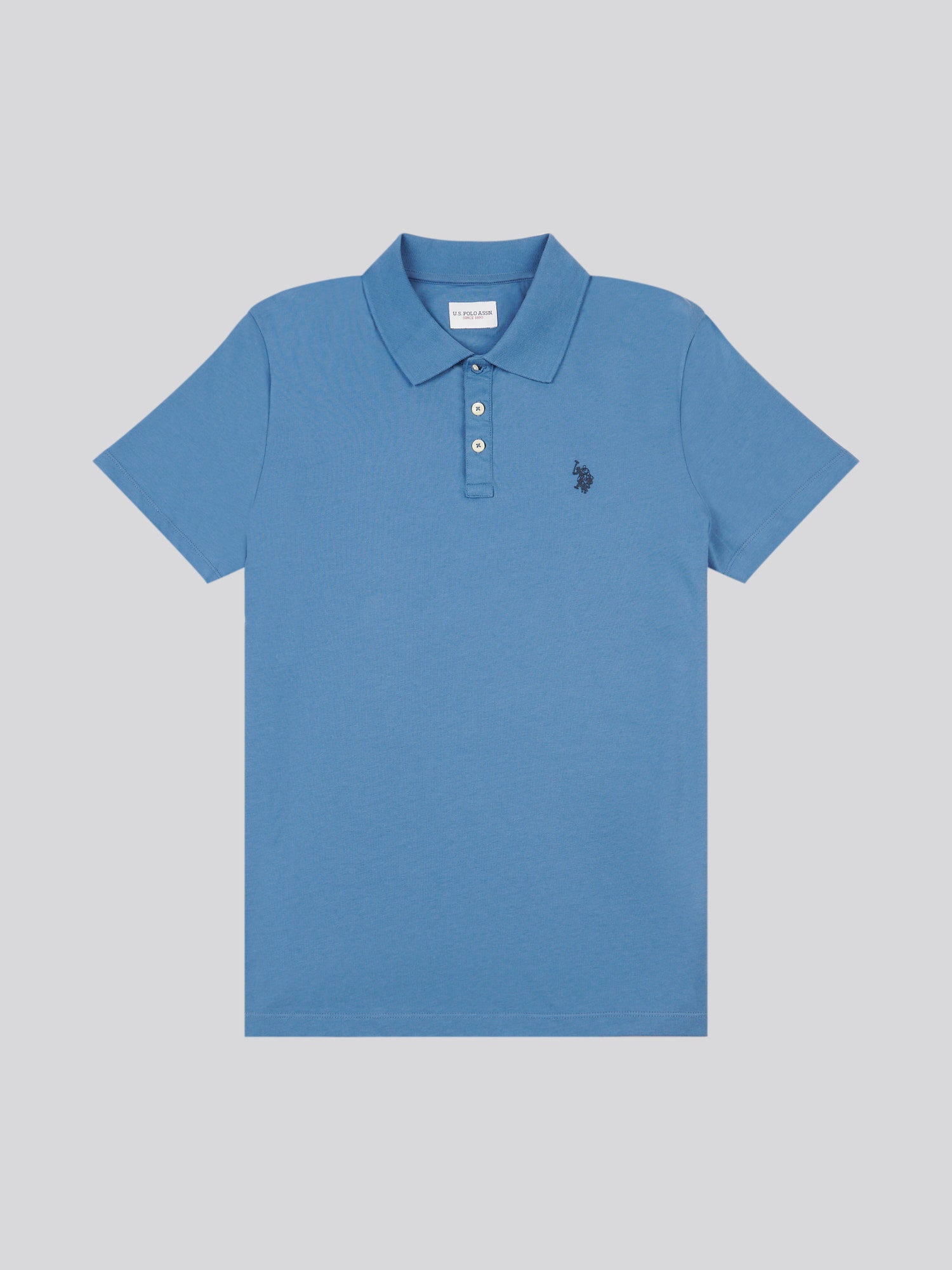 Mens Double Horsemen Jersey Polo Shirt in Blue Horizon