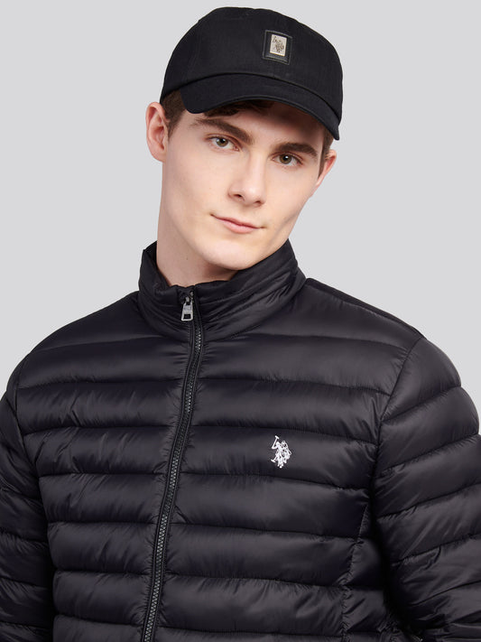 Mens Lightweight Bound Quilted Jacket in Black Bright White DHM