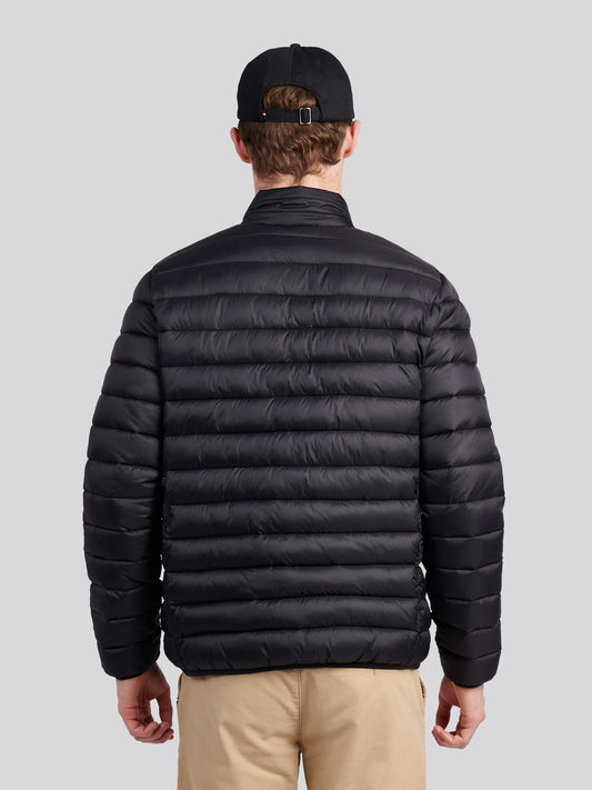 Mens Lightweight Bound Quilted Jacket in Black Bright White DHM
