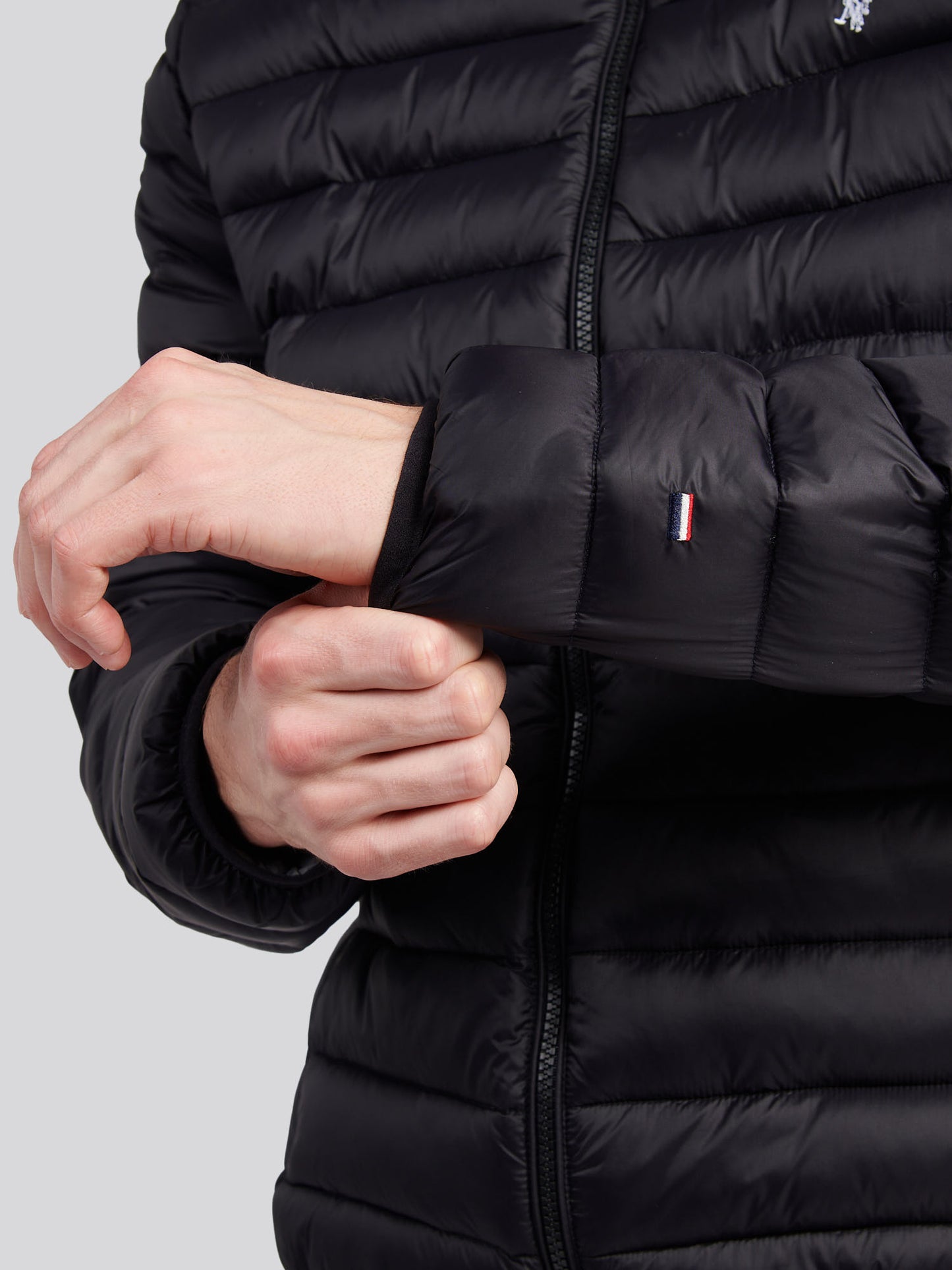 Mens Lightweight Bound Quilted Jacket in Black Bright White DHM