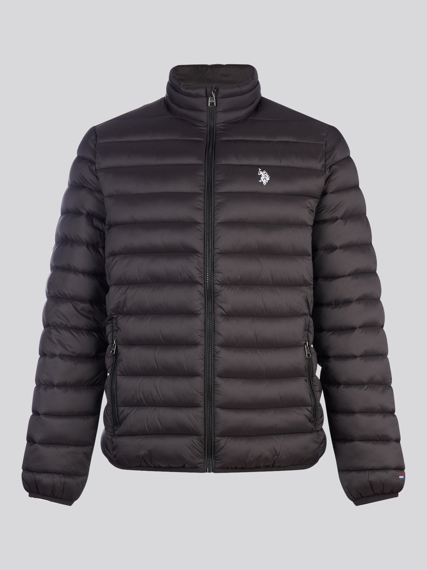 Mens Lightweight Bound Quilted Jacket in Black Bright White DHM